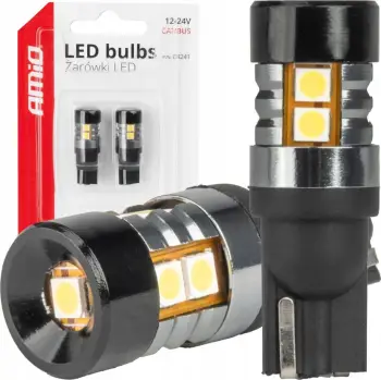 Llambë LED AMiO CANBUS T10 W5W, 9 SMD 3030, 12V 24V, e bardhë