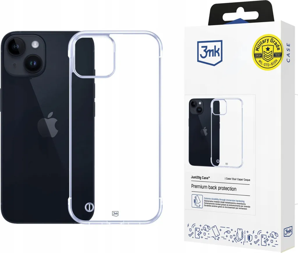 Mbështjellës telefoni 3mk Just20g Clear Case për iPhone 14 Plus, polikarbonat, transparent - 1