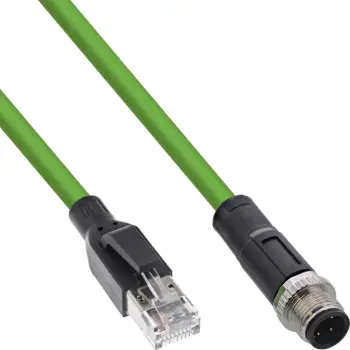 Kabull rrjeti industrial InLine, M12 4-pin D-coded në RJ45, PUR, 15m