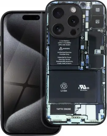 Futera mbrojtëse Futera Tech Pattern 2 për iPhone 14 Plus, xham i fortifikuar, TPU, e zezë mat