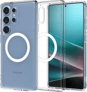 Mbështjellëse Spigen Ultra Hybrid MagSafe për Samsung Galaxy S25 Ultra, transparente, e bardhë