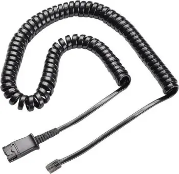 Kabllo lidhëse HP Poly Bottom Cord U10P S19, spiralë, për kufje H Series, e zezë