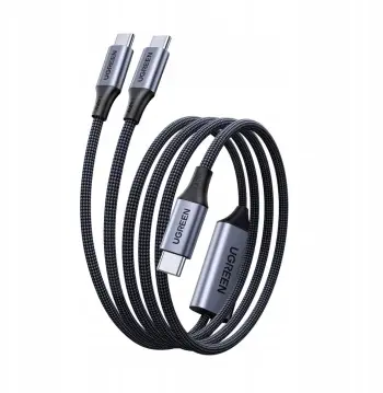 Kabllo karikues UGREEN 2 in 1 USB C në USB C, 140W, 2m, e bardhë