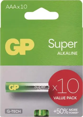Bateri alkaline GP Super AAA LR03, 1.5V, paketim 10 copë