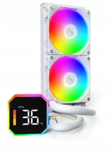 Ftohës uji për CPU Montech HyperFlow Digital 240, radiator 240mm, i bardhë, për Intel dhe AMD