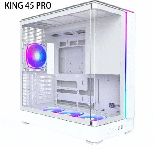 Kuti PC MONTECH KING 45 PRO ATX, xham panoramik, ARGB, e bardhë - 1