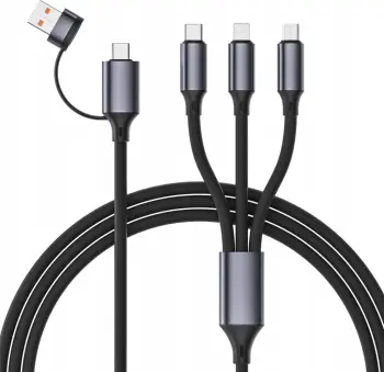 Kabllo karikimi Gembird, 3 ne 1 USB C Lightning Micro USB, 1.5m, silikon, e zezë