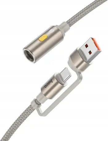 Kabllo USB në USB C me çakmak Hoco UA38B, 0.3m, aliazh alumini, ngjyrë ari