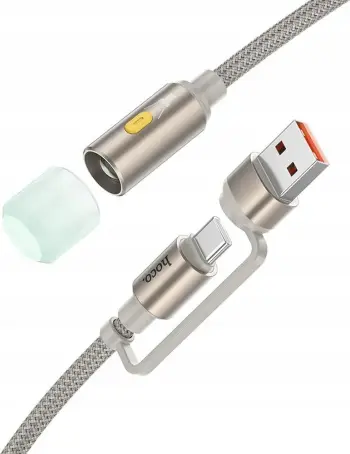 Kabllo Hoco UA38C USB A në USB C, 30cm, me dritë LED, ngjyrë ari