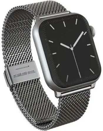 Byzylyk Burga Milan për Apple Watch, çelik inox, 44/45/46/49 mm, argjendtë