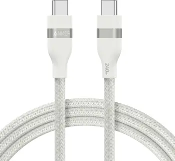 Kabllo USB C në USB C Anker, 0.9m, i gërshetuar PCR, e bardhë