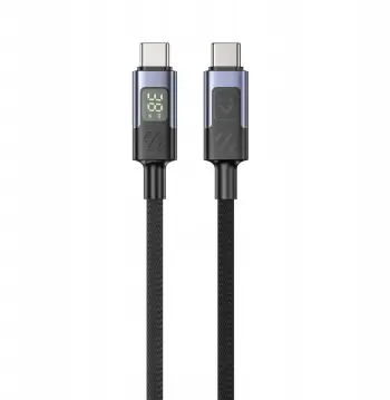 Kabllo karikimi UNITEK C14158ABK, USB C në USB C, 3m, 60W, me ekran LED