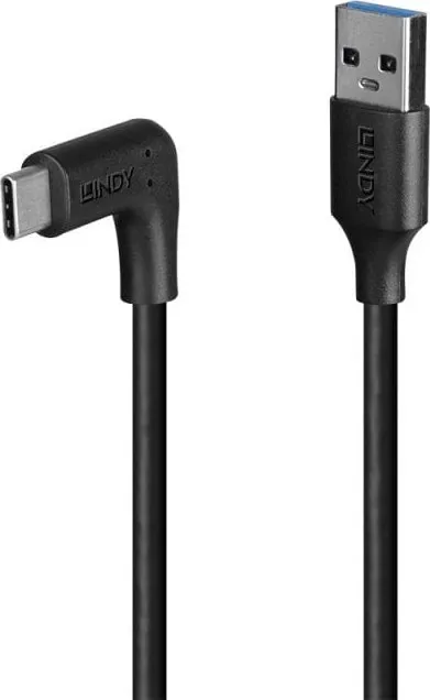 Kabllo USB LINDY 1.5m, USB 3.2 Type A në Type C, kënd 90° - 1