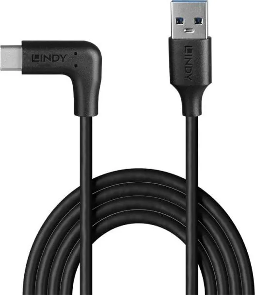 Kabllo USB LINDY 1.5m, USB 3.2 Type A në Type C, kënd 90° - 2