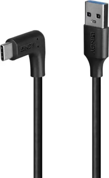 Kabllo USB LINDY 1.5m, USB 3.2 Type A në Type C, kënd 90°