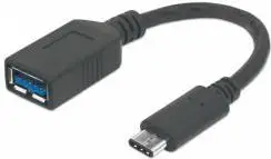 Kabllo Manhattan USB-C - USB Adapter, e zezë