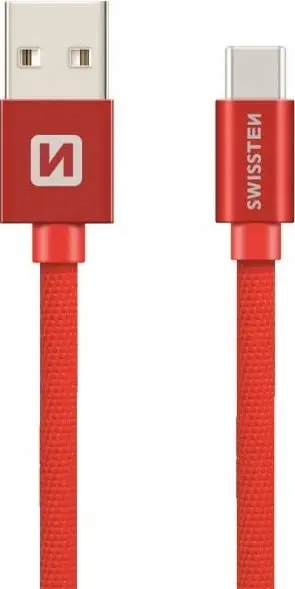 Kabllo USB në USB C Swissten Textile, 0.2m, 3A, e zezë