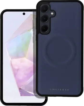 Çantë telefoni Futera Roar Mag Morning për Samsung Galaxy A35 5G, lëkurë eko, magnetike, blu navy