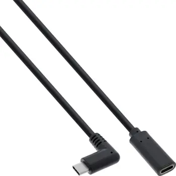 Kabllo zgjatëse USB InLine USB 3.2 Gen 2, Type C mashkull i kënduar në femër, 0.5m, e zezë
