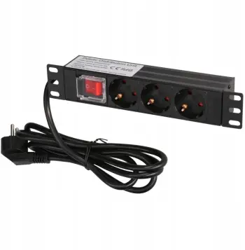PDU rack Extralink 10" 1U PDU 3 EU, me çelës, e zezë