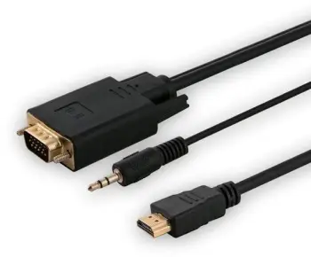 Kabull HDMI në VGA Savio CL-198, me audio, 1.8m, i zi