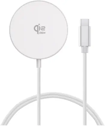 Karikues wireless me MagSafe 4smarts Qi2, 25W, USB C, i bardhë