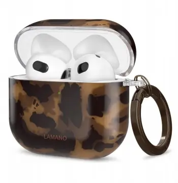 Kuti mbrojtëse Tech‑Protect Lamano për Apple AirPods 4, PC, me karabinier, Panther