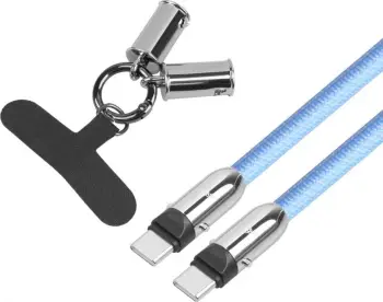 Kabllo litar qafe TB 2 in 1 USB C, 1m, karikim i shpejtë, blu
