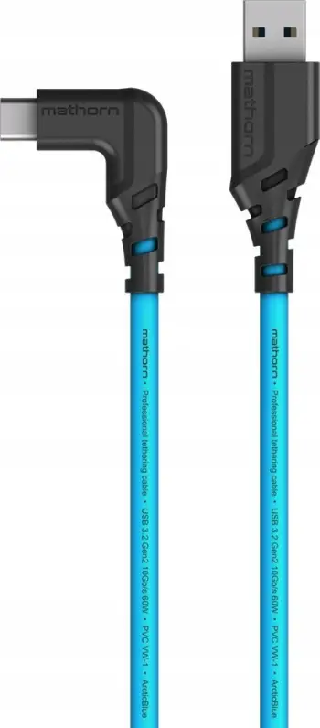 Kabllo tethering Mathorn MTC-201 USB A në USB C 90°, 2m, blu arktik