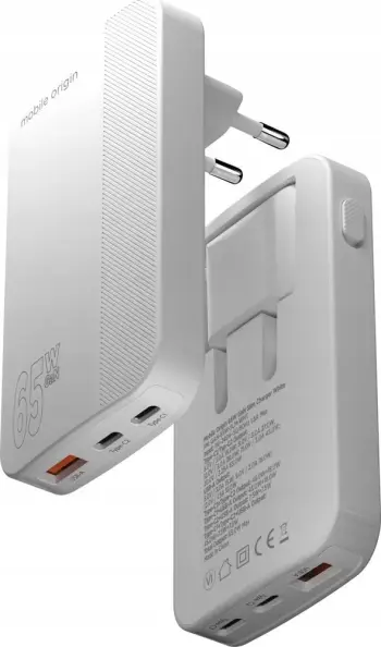 Karikues murale Mobile Origin GaN III, 65W, 2x USB C 1x USB A, i bardhë