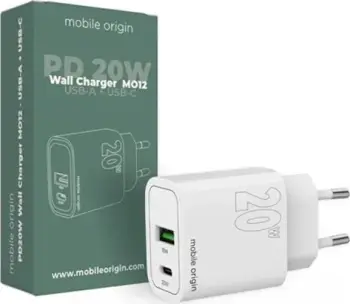 Karikues muri Mobile Origin MO12, 20W PD, USB A USB C, i bardhë