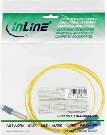 Kabllo fibër optike InLine 88656S, Duplex LC në SC, 0.5m, e verdhë