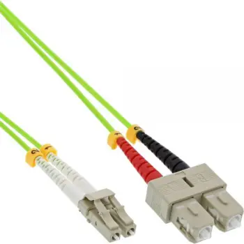 Kabllo fibër optike InLine OM5 Duplex LC SC, 50/125µm, 2m, jeshile