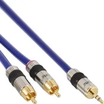 Kabllo audio InLine, Jack 3.5mm në 2x RCA, 5m, blu