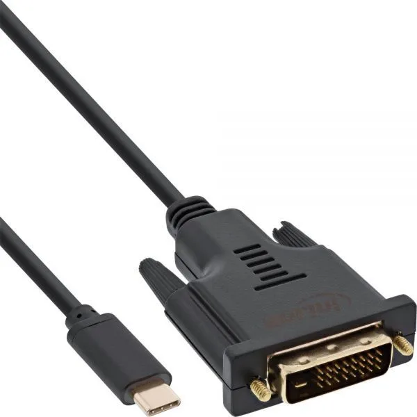 Kabllo USB InLine 64131, USB C në DVI D, 1m, i zi - 1