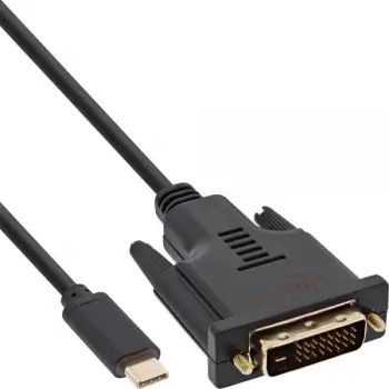 Kabllo USB InLine 64131, USB C në DVI D, 1m, i zi