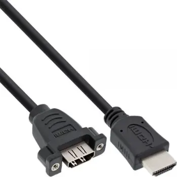 Kabllo HDMI InLine 17500B, 0.6m, mashkull në femër, i zi