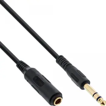 Kabllo audio InLine Jack 6.3mm mashkull femër, 5m, e zezë