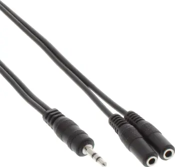Kabllo audio InLine 99300D, Jack 3.5mm në 2x Jack 3.5mm, 5m, i zi