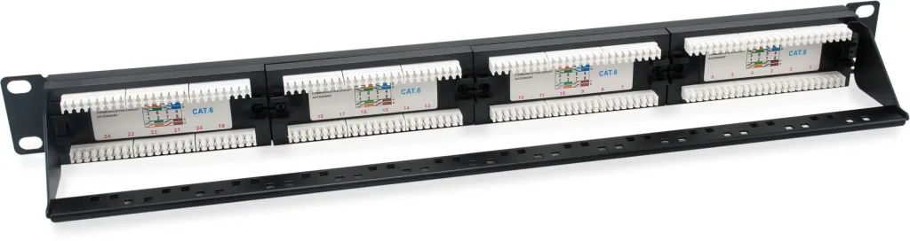 Patch panel Equip 135426, 24 porta RJ45, 1U, për kabinet 19" - 2