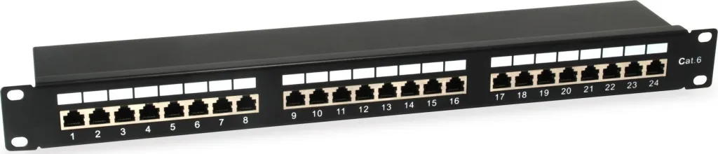 Patch panel Equip 24 porta, Cat.6, i ekranizuar, gri e çelët - 1