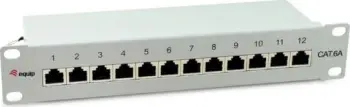 Patch panel LevelOne Equip 326523, 12 porta RJ45 Cat.6A, desktop, gri e çelët