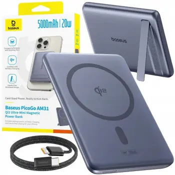 Bateri e jashtme Baseus Qi2 Magnetic, 5000mAh, 20W PD, me karikim wireless