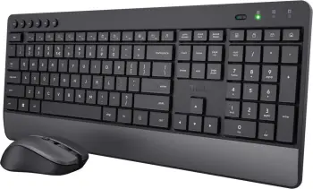 Set tastiere dhe miu wireless Trust Trezo, tastierë me numpad, mi ergonomik, i zi