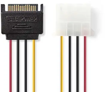Kabllo e brendshme energjie Nedis, SATA 15 pin mashkull në Molex femër, 0.15 m, multikolor