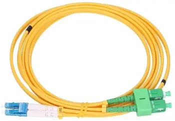 Kabllo optike patchcord Extralink SC APC në LC UPC, Single Mode G657A, Duplex 2m, e verdhë