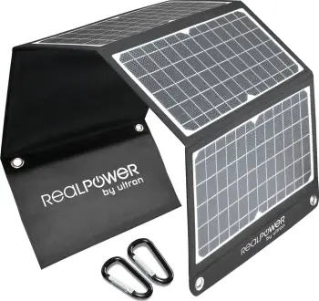 Panel diellor RealPower SP-30E, 30W, dalje USB 5V, i zi e bardhë