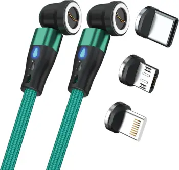 Kabllo magnetike RealPower, 1m, me adapterë, jeshile