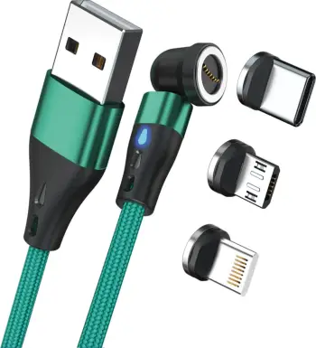Kabllo karikimi RealPower Magnetic, 3A, 2 m, e gjelbër me adapterë