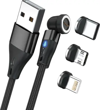Kabllo magnetike RealPower, 3A, 2 m, e zezë me adapterë